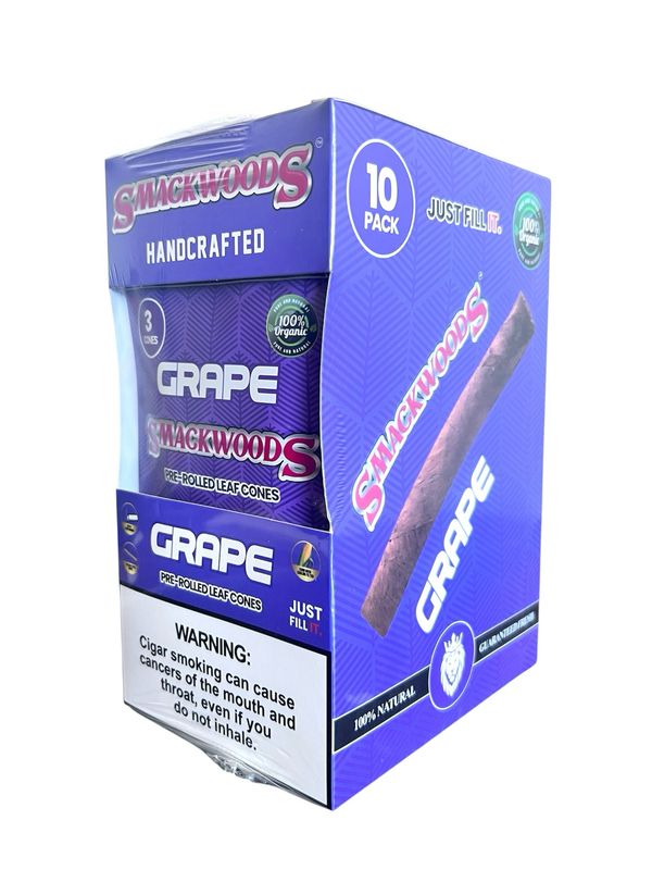 SMACK LEAF CONES - GRAPE - 3 CT PER PACK - 10 PER BOX