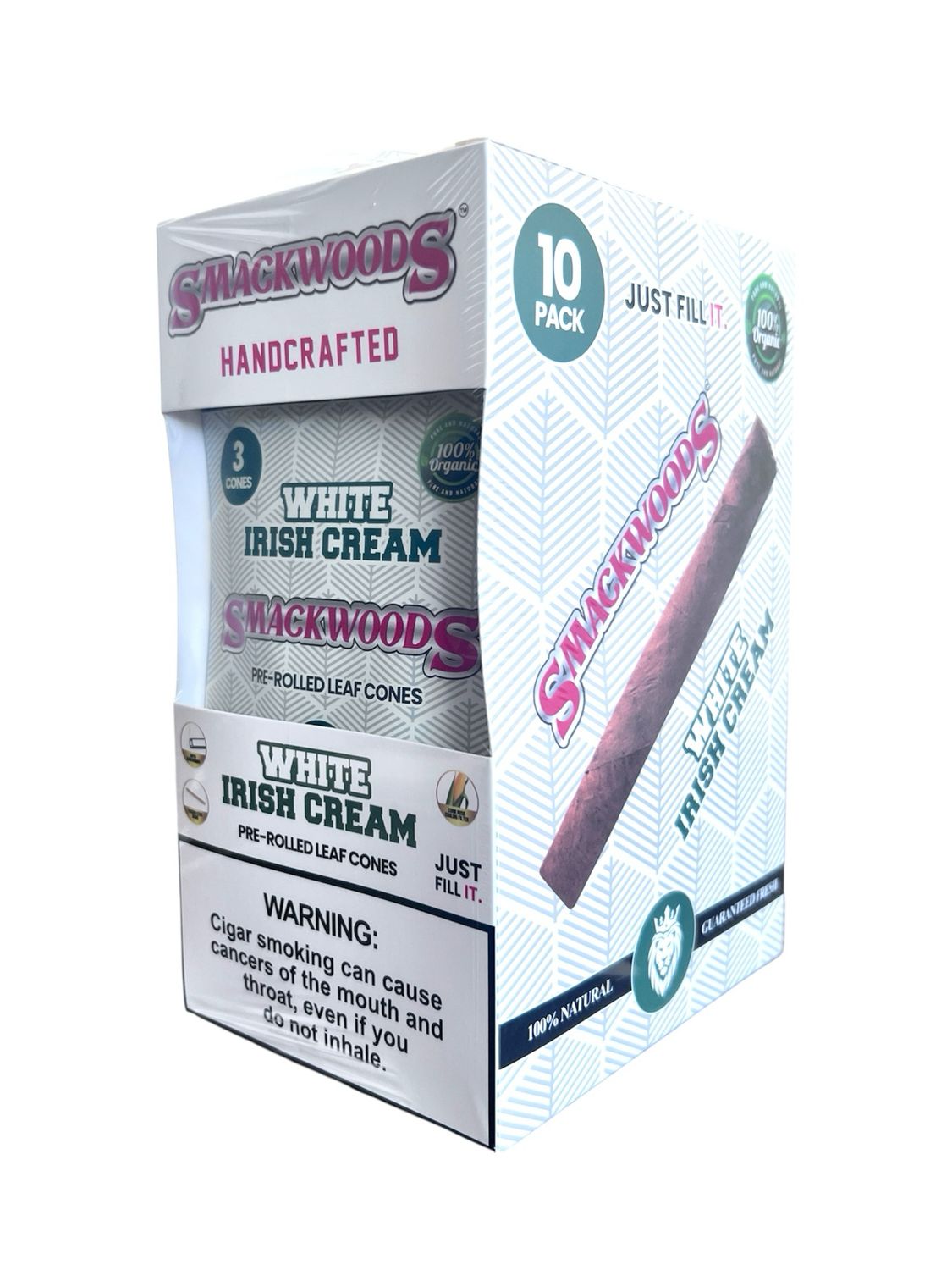 SMACK LEAF CONES - WHITE IRISH CREAM - 3 CT PER PACK - 10 PER BOX