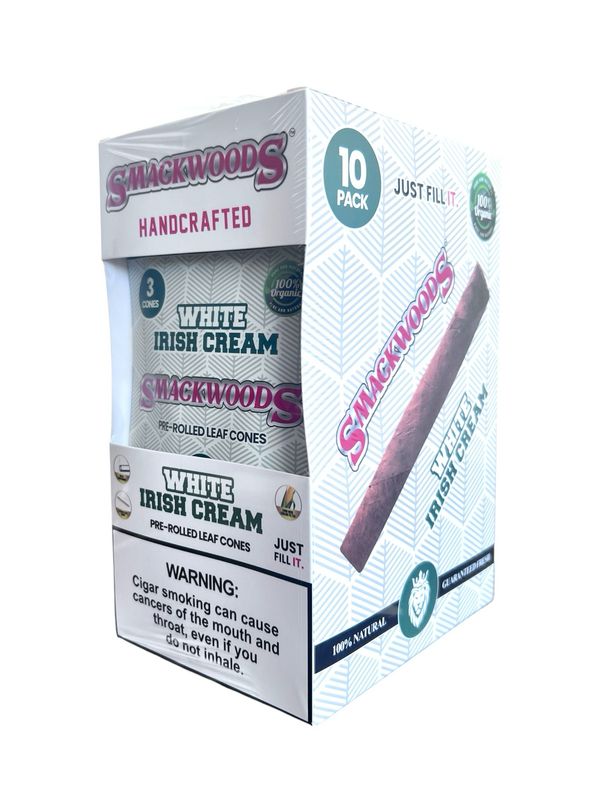 SMACK LEAF CONES - WHITE IRISH CREAM - 3 CT PER PACK - 10 PER BOX