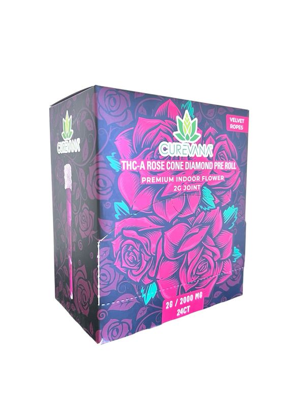 ROSE CONE DIAMOND PRE ROLL - SATIVA VELVET ROPES - 2G JOINT - 24 CT