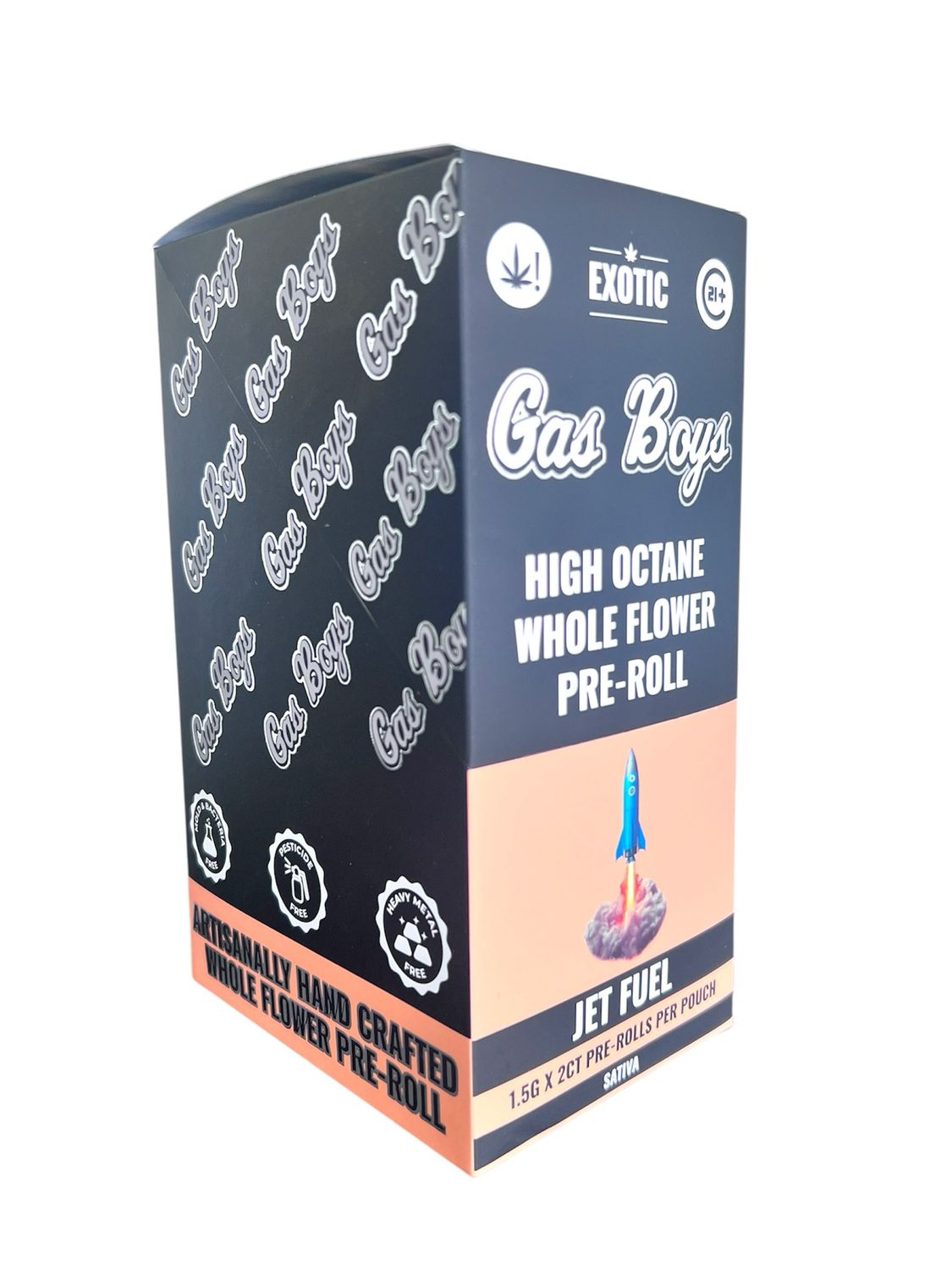 GAS BOYS EXOTIC PRE ROLL - SATIVA - JET FUEL - 1.5G /2 JOINT - 10 CT