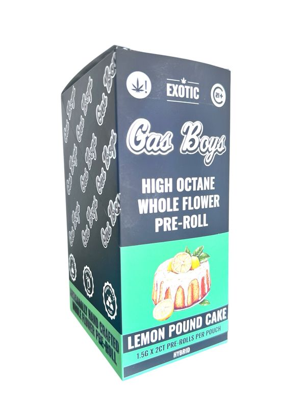 GAS BOYS EXOTIC PRE ROLL - HYBRID - LEMON POUND CAKE - 1.5G /2 JOINT - 10 CT
