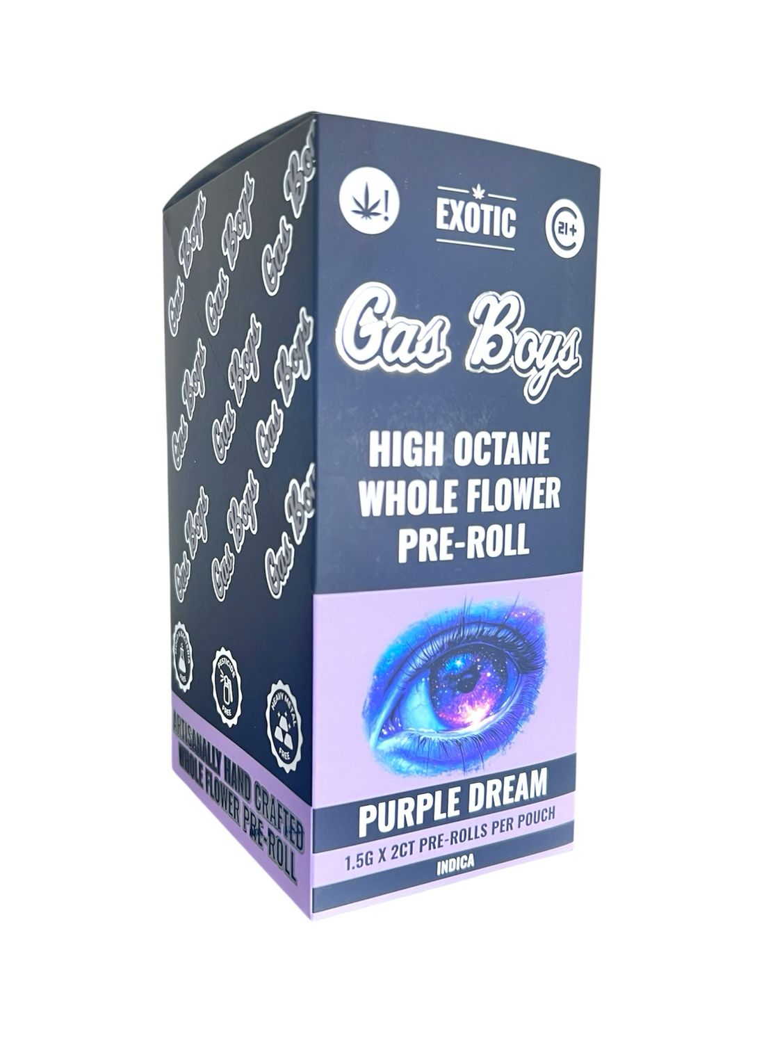 GAS BOYS EXOTIC PRE ROLL - INDICA - PURPLE DREAM - 1.5G /2 JOINT - 10 CT