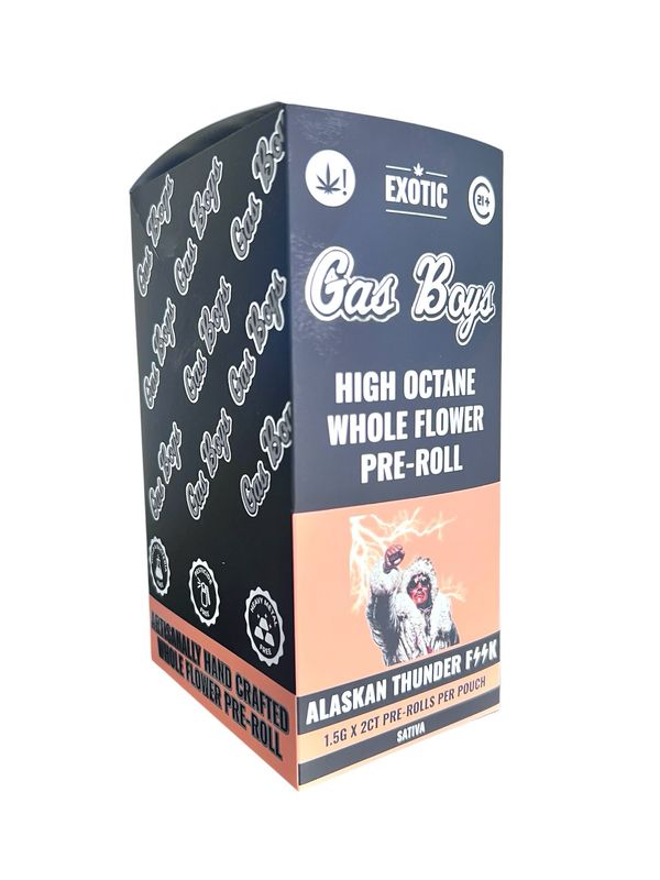 GAS BOYS EXOTIC PRE ROLL - SATIVA - ALASKAN THUNDER F$$K - 1.5G /2 JOINT - 10 CT
