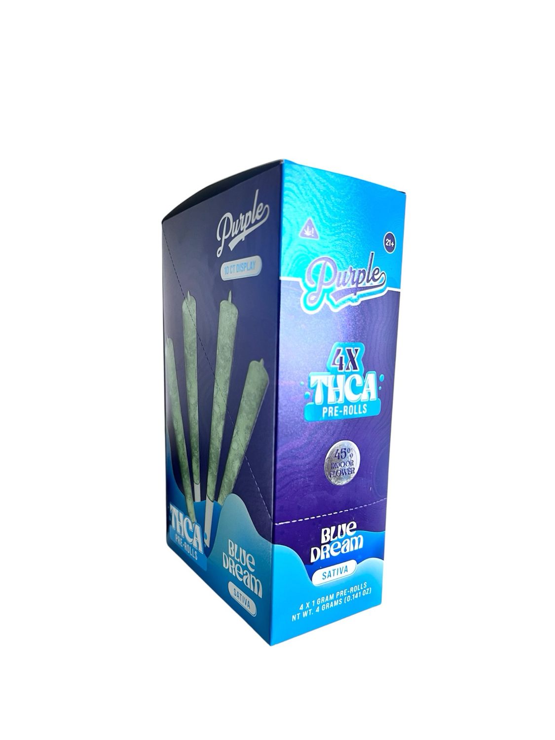 PURPLE THCA PRE ROLL -  SATIVA - BLUE DREAM 1G /4 JOINT - 10 CT