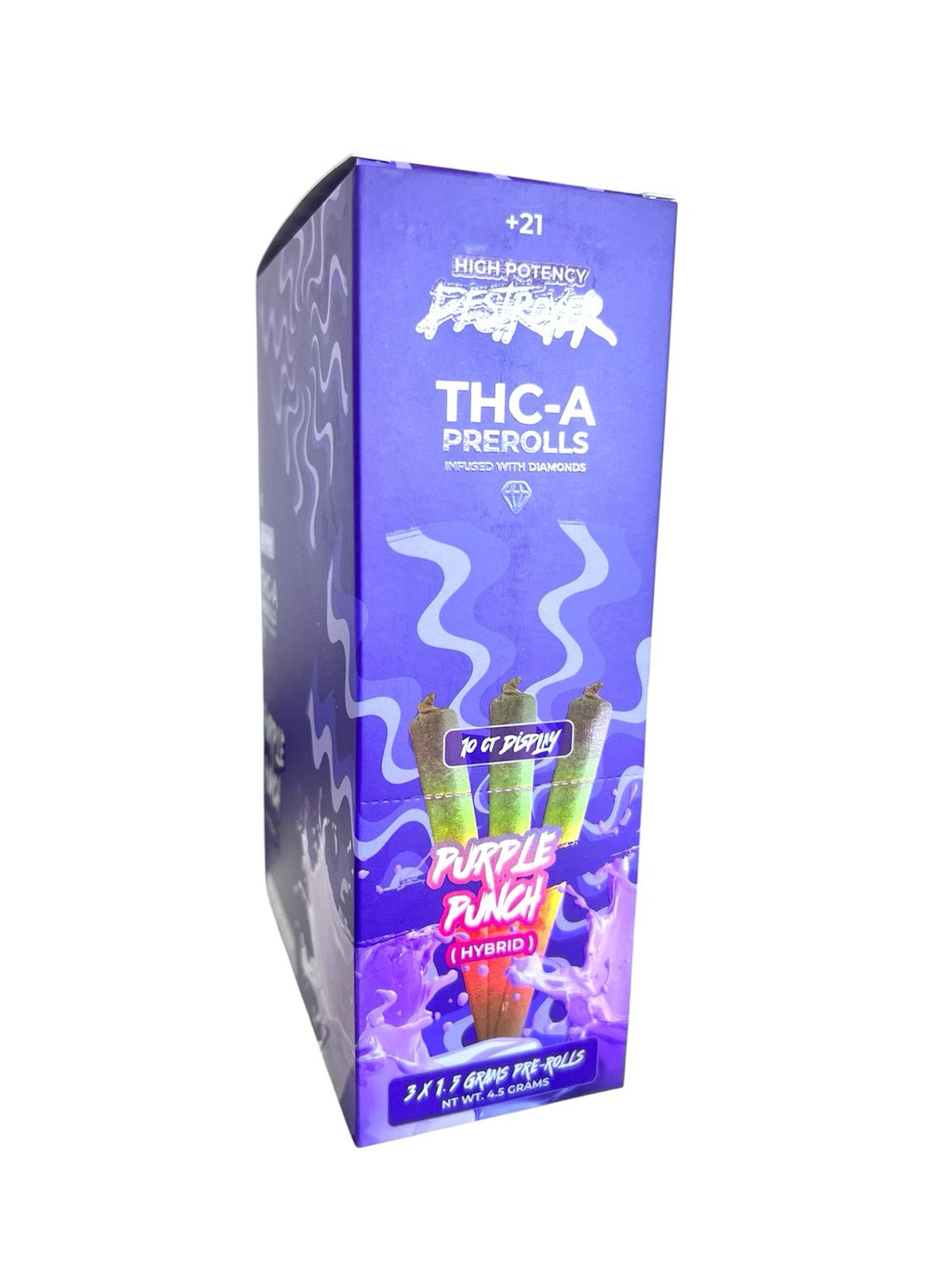 PURPLE PUNCH THCA PRE ROLL - HYBRID -  1.5G / 3 JOINT - 10 CT