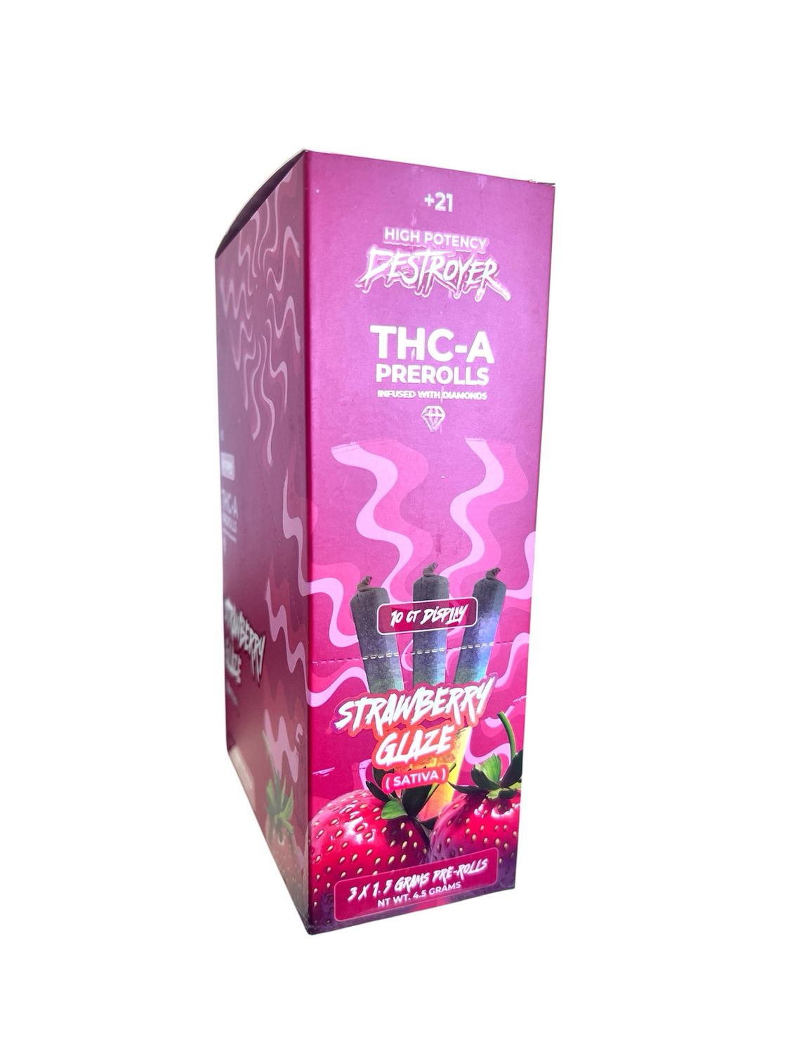 STRAWBERRY GLAZE THCA PRE ROLL - SATIVA -  1.5G / 3 JOINT - 10 CT