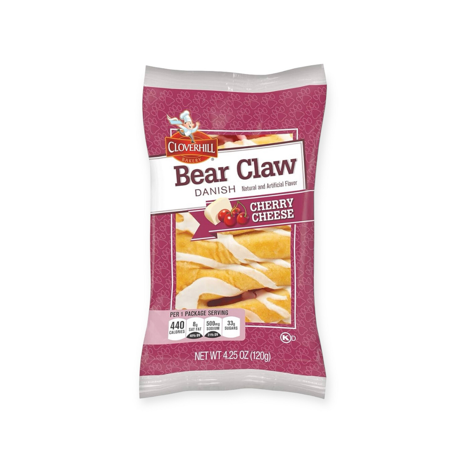 Cloverhill Bear Claw Cherry Cheese Danish, 4.25 Ounce - 6 Ct