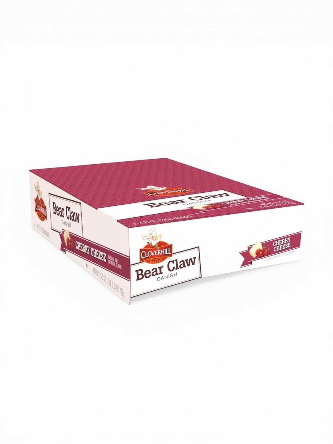 Cloverhill Bear Claw Cherry Cheese Danish, 4.25 Ounce - 6 Ct
