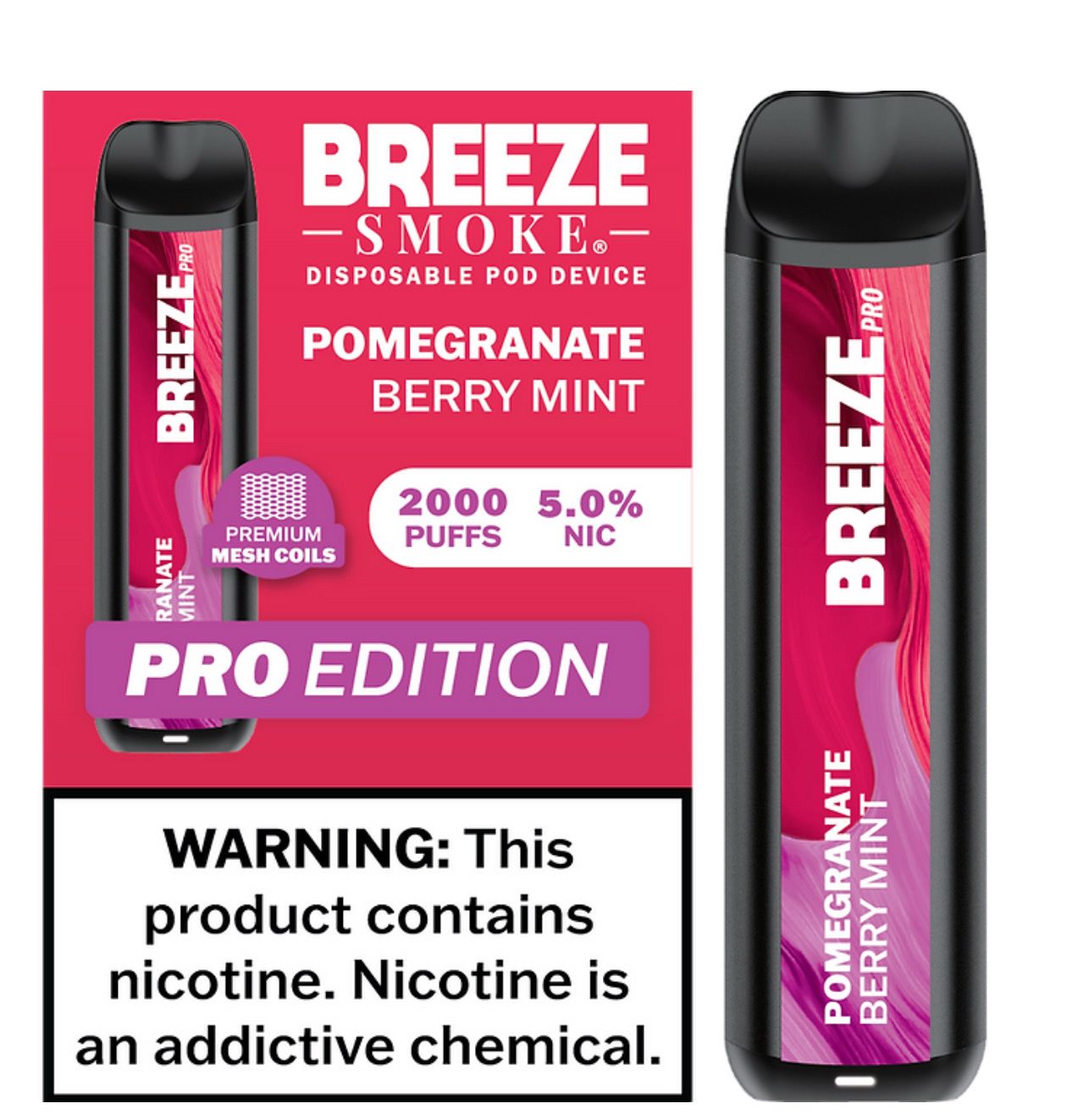BREEZE PRO 2K PUFFS - POMEGRANATE BERRY MINT