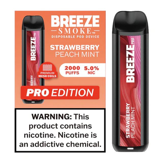 BREEZE PRO 2K PUFFS - STRAWBERRY PEACH MINT