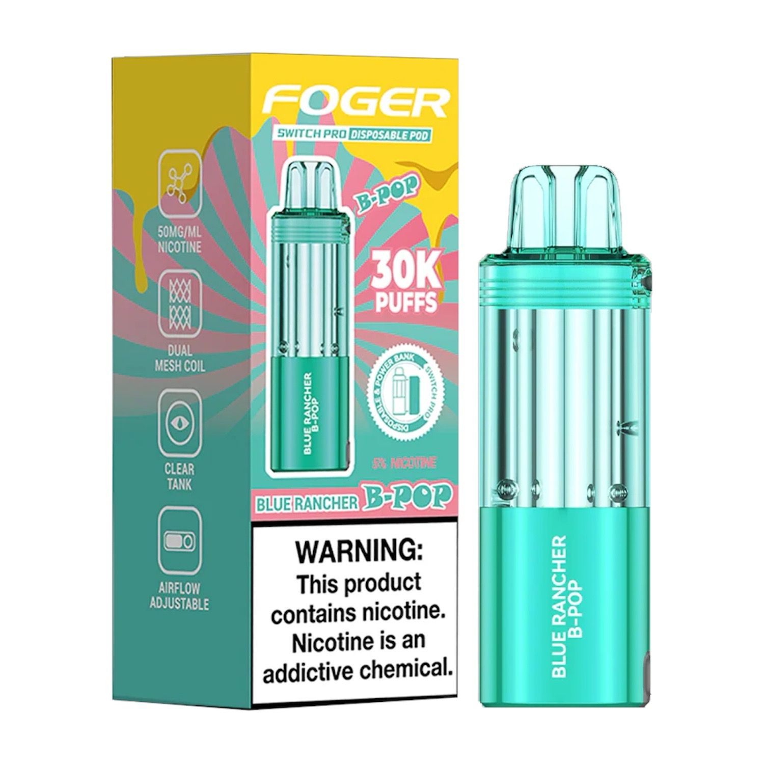 FOGER SWITCH PRO (POD ONLY) 30K PUFFS - BLUE RANCHER B-POP