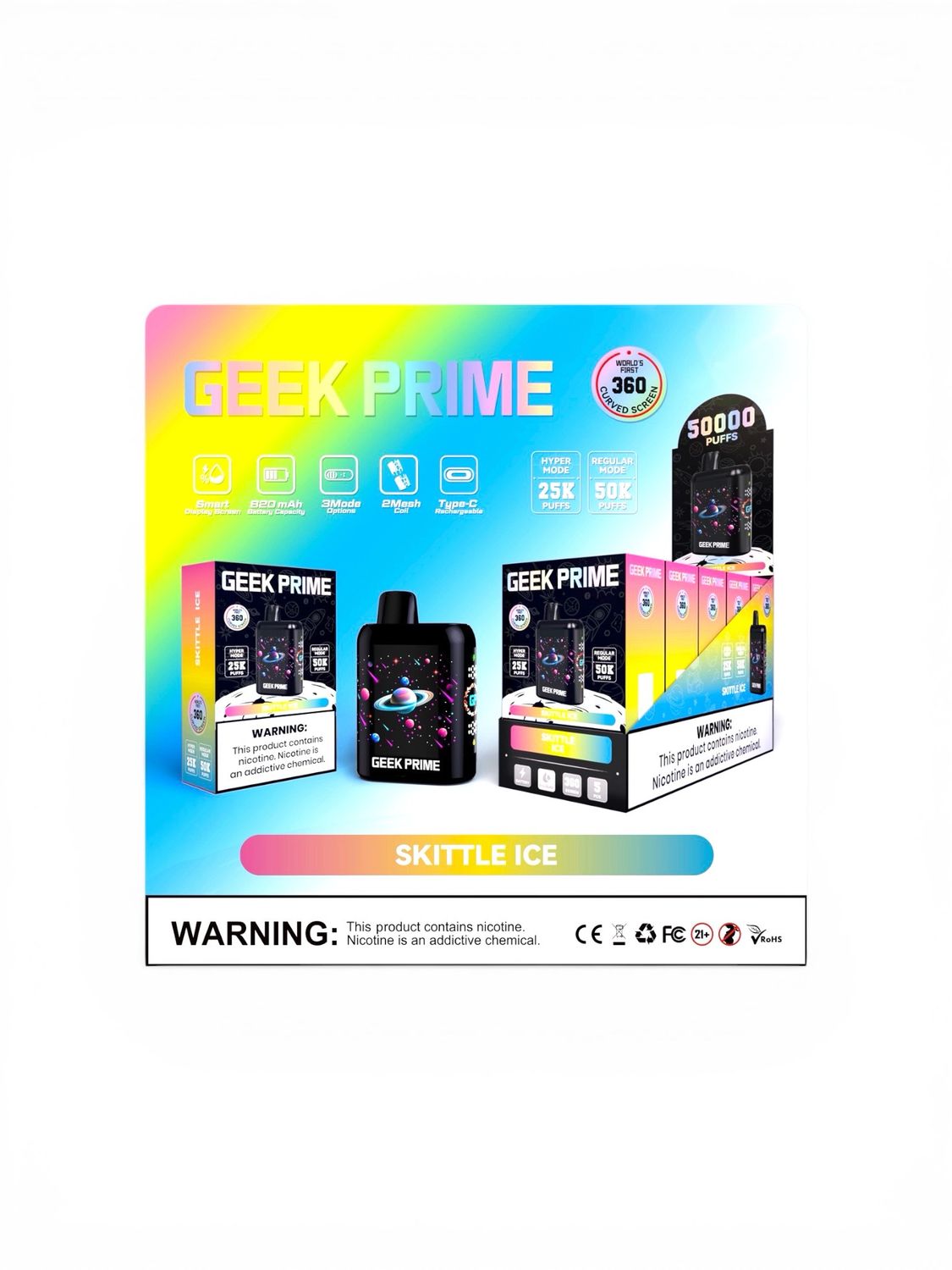 GEEK PRIME 50K PUFF - SKITTLE ICE