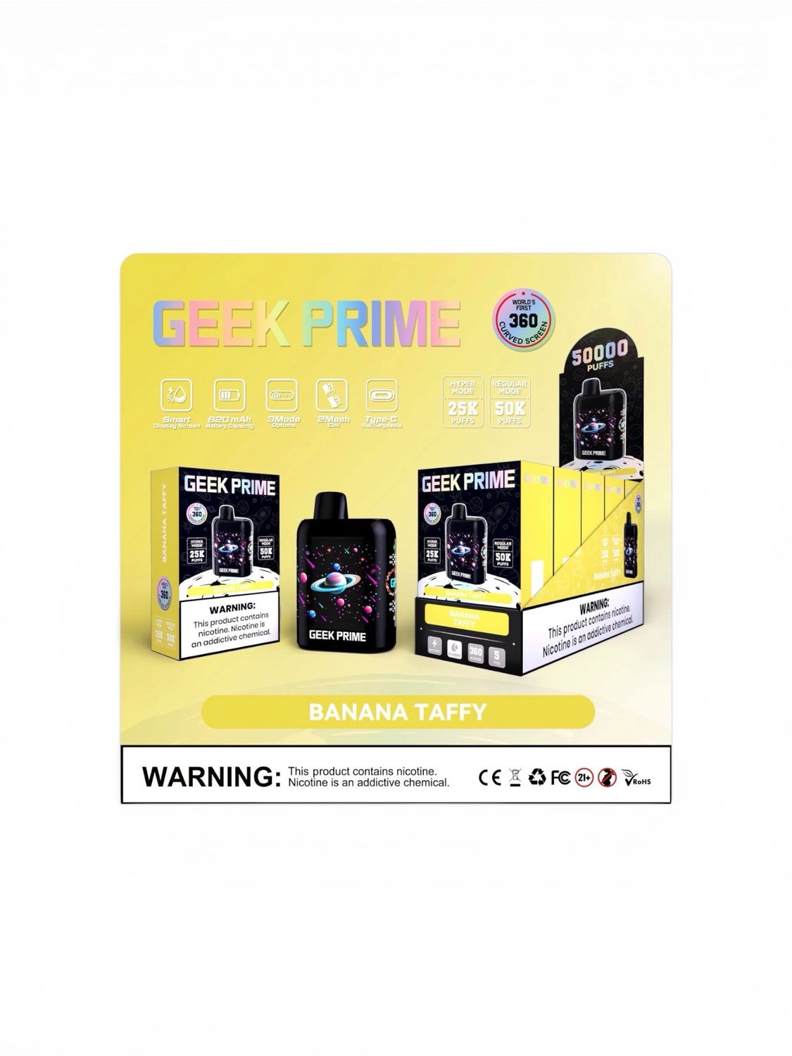 GEEK PRIME 50K PUFF - BANANA TAFFY