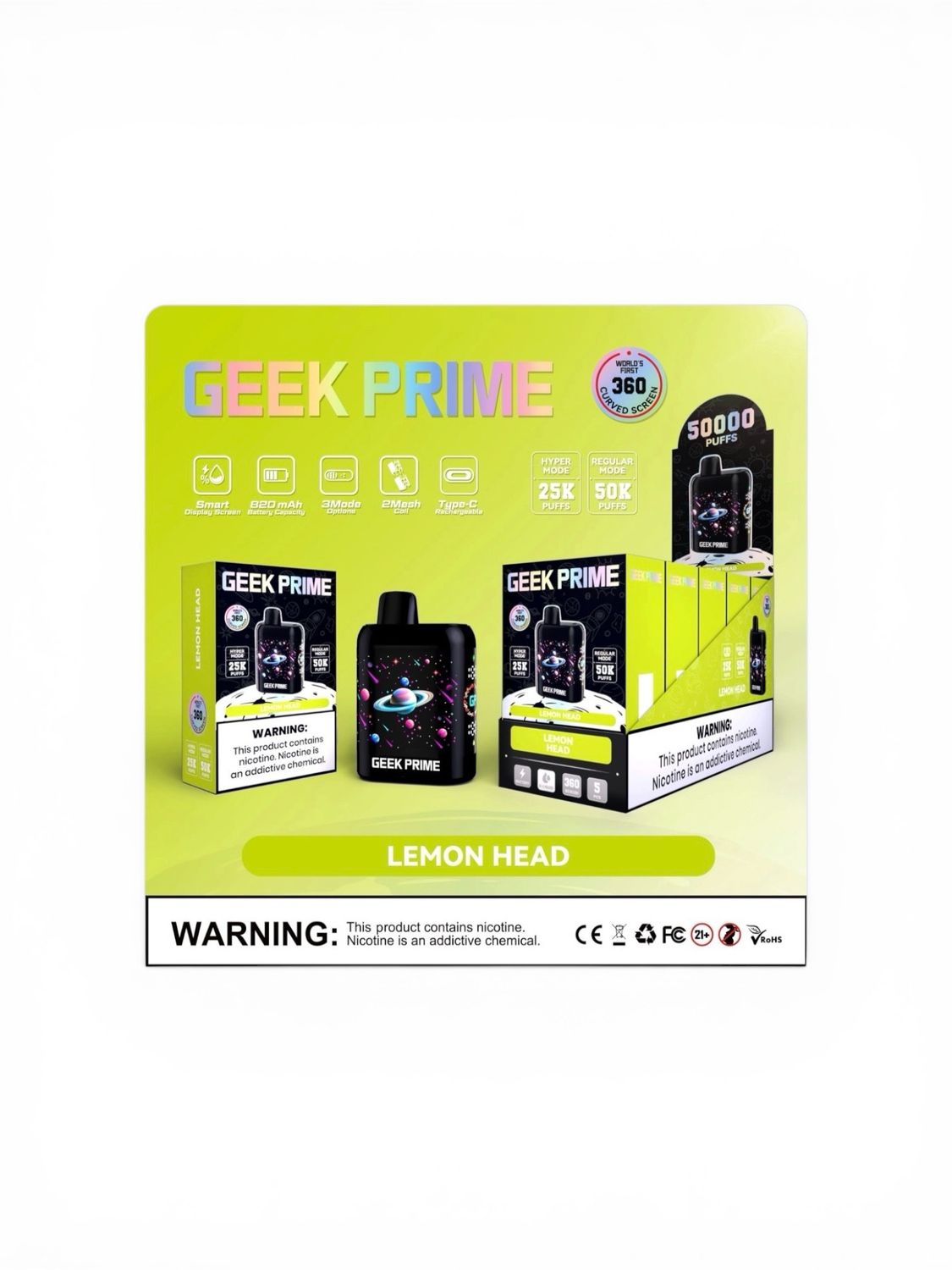 GEEK PRIME 50K PUFF - LEMON HEAD