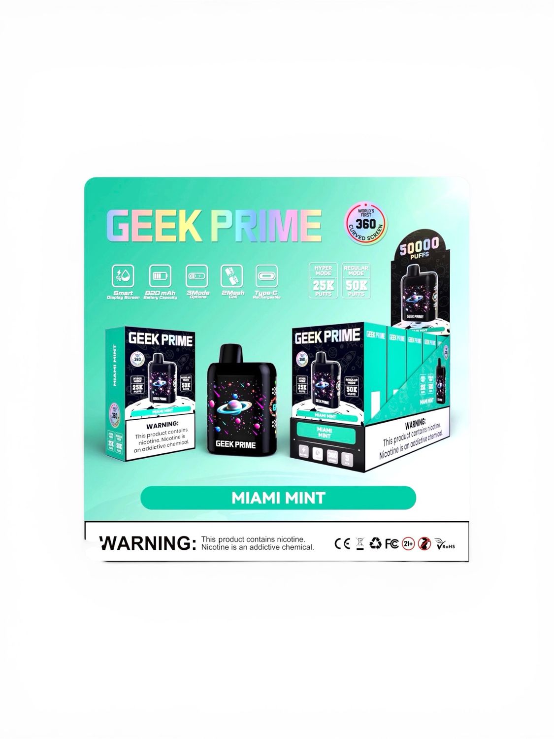 GEEK PRIME 50K PUFF - MIAMI MINT