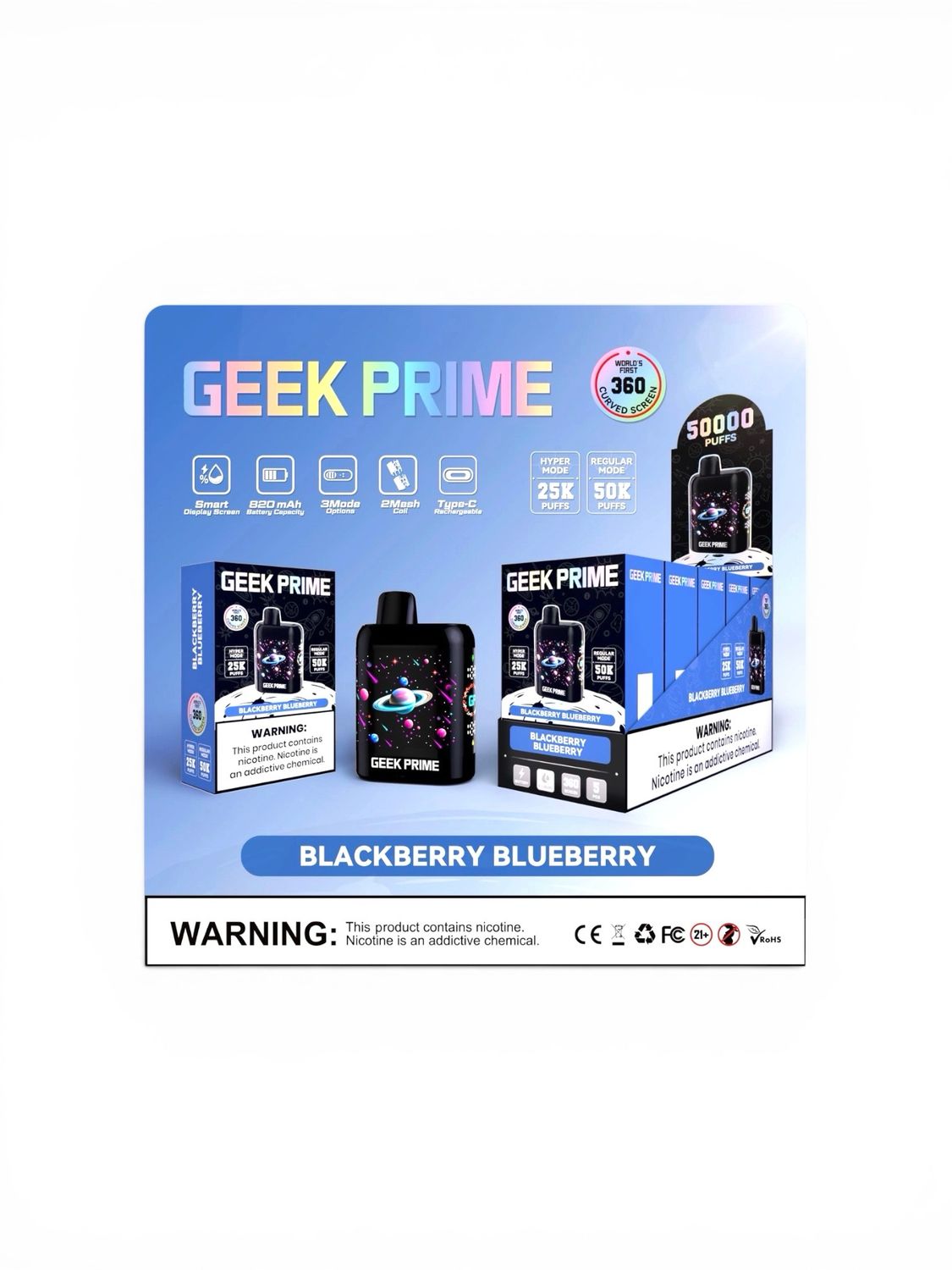 GEEK PRIME 50K PUFF - BLACKBERRY BLUEBERRY