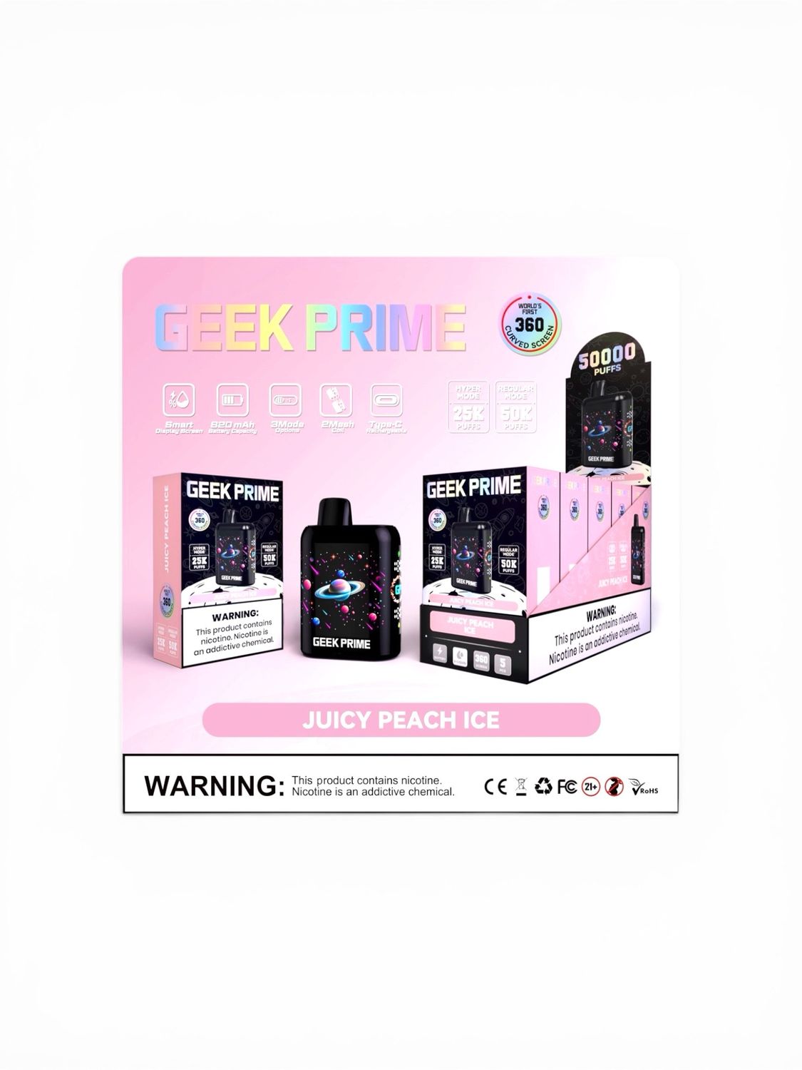 GEEK PRIME 50K PUFF - JUICY PEACH ICE