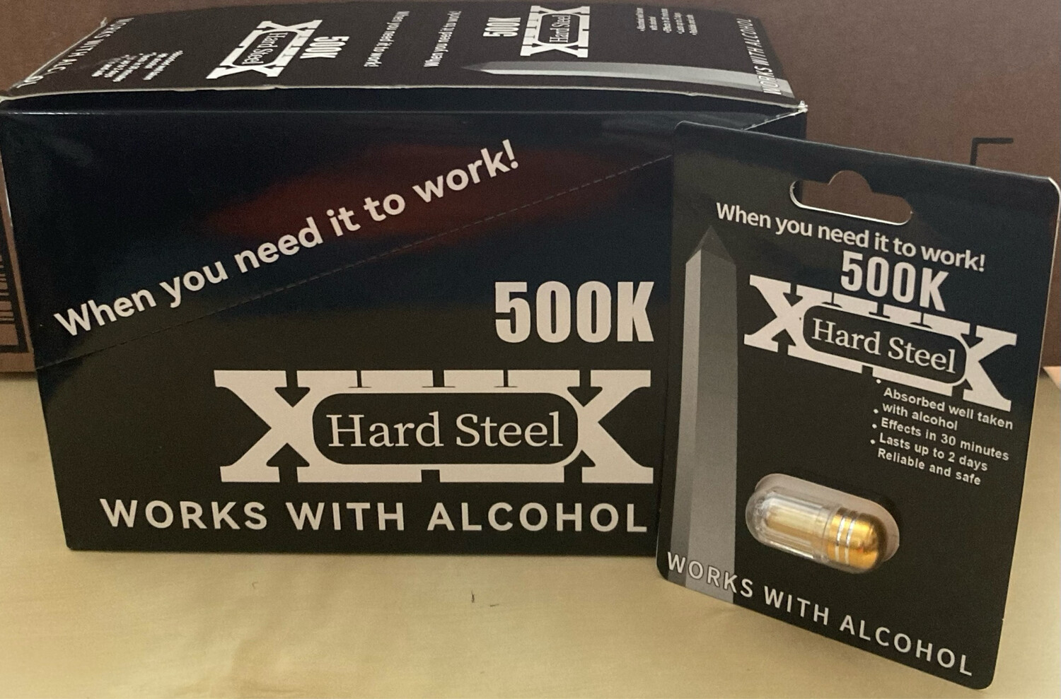 HARD STEEL 500K (24) PACKS OF SINGLE CAPSULES…
