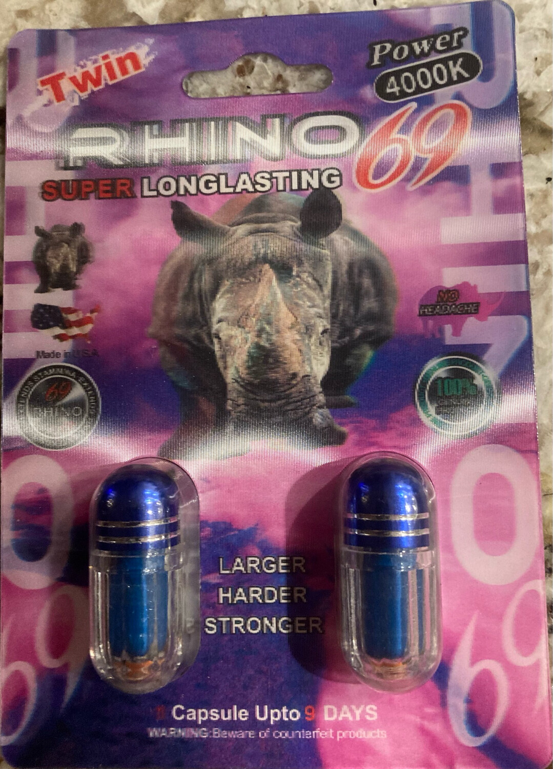 RHINO 69 4000k (800mg.) SUPER LONG LASTING TWIN PACK