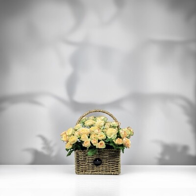 Gold Spray Roses Flowery Basket