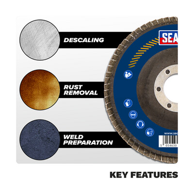 Assorted Grit Flap Discs Zirconium Ø115mm Ø22mm Bore - Pack of 10