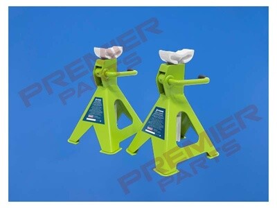 Axle Stands (Pair) 2 Tonne Capacity per Stand Ratchet Type - Hi-Vis Green