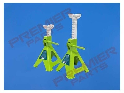 Axle Stands (Pair) 2 Tonne Capacity per Stand Ratchet Type - Hi-Vis Green