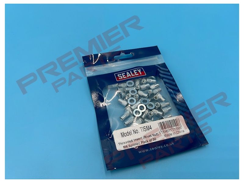 Threaded Insert Splined Pack of 50 (Rivet Nut Rivnut), Size: M4