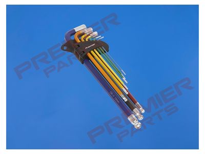 Ball-End Hex Key Set 9pc Colour-Coded Extra-Long Metric