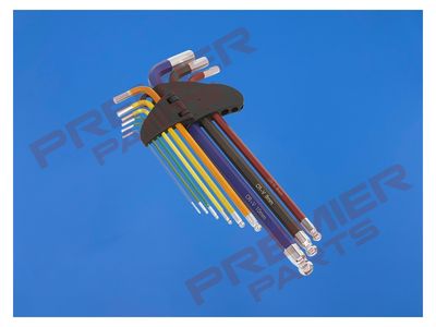 Ball-End Hex Key Set 9pc Colour-Coded Extra-Long Metric
