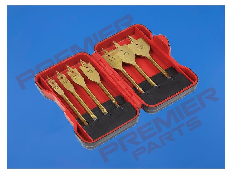 Flat Wood Drill Bit Set 7pc Titanium Coated