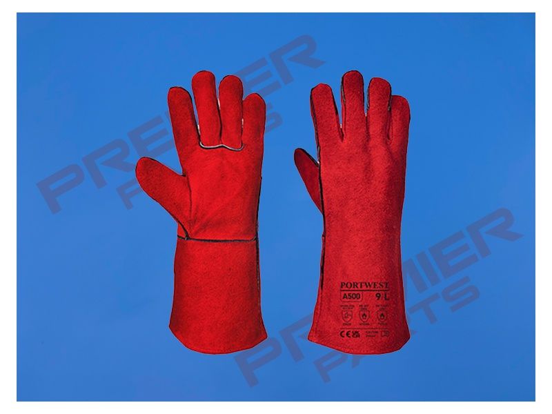 Welders Gauntlet - Red, Size: Medium