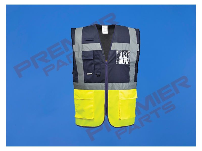 Paris Hi-Vis Contrast Executive Vest, Colour: Yellow+Navy, Size: Small