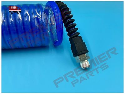 6.5mm x 10mm PU Ester Coil Recoil Hose 3m Blue c/w 1/4" BSPT Male
