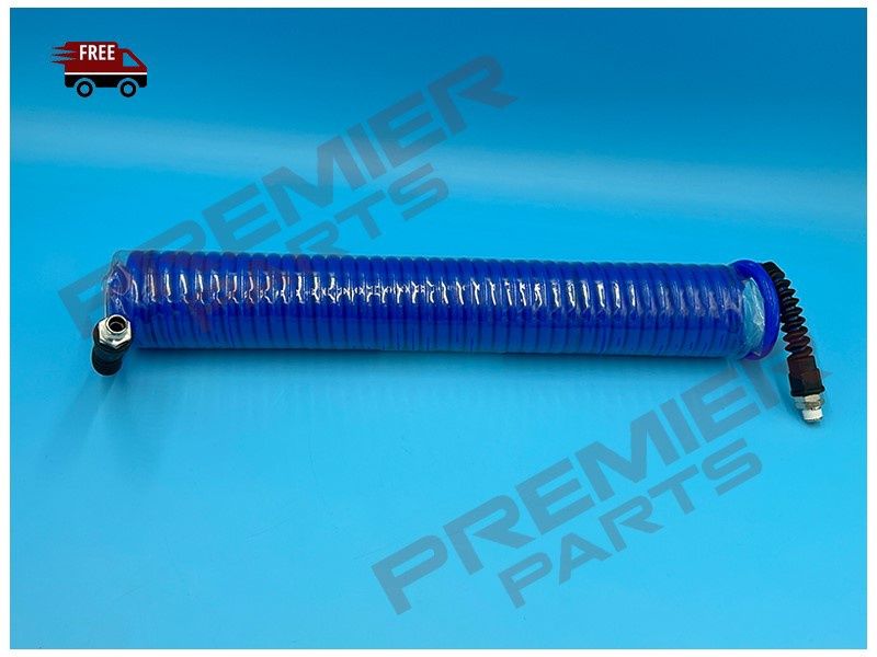 6.5mm x 10mm PU Ester Coil Recoil Hose 9m Blue c/w 1/4&quot; BSPT Male