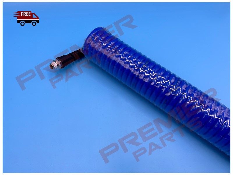 6.5mm x 10mm PU Ester Coil Recoil hose 12m Blue c/w 1/4&quot; BSPT Male