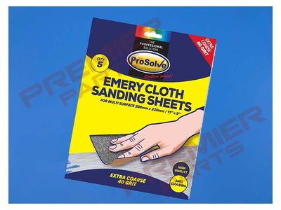 PROSOLVE EMERY PAPER 9X11 - 40 GRIT (PACK OF 5)