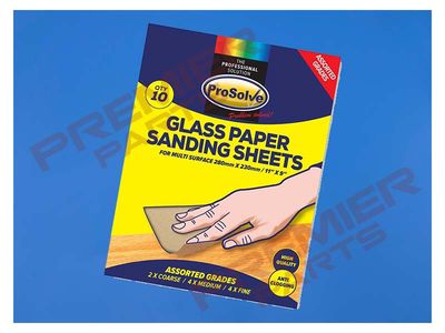 PROSOLVE ASSORTED GLASS SAND PAPER SHEETS 9X11"