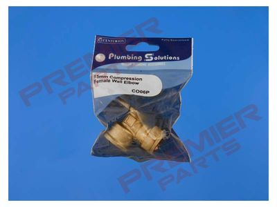Compression Female Wall Elbow, Brass, 15mm