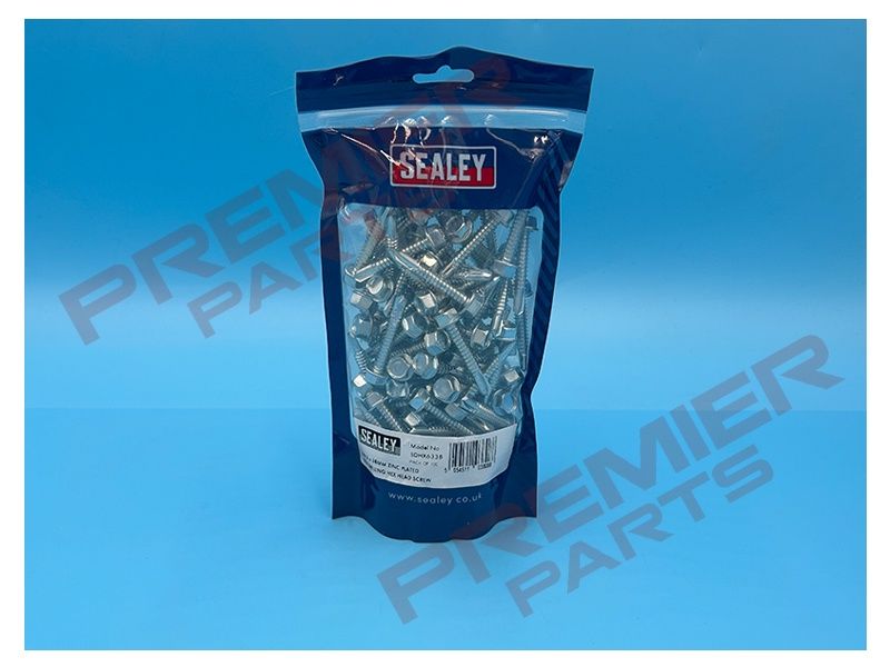 Zinc Plated Self-Drilling Hex Head Screw 6.3 x 38mm - Pack of 100 10mm Hex Head