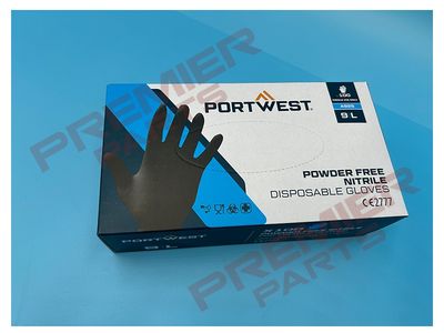 PORTWEST A925 -BLACK Powder Free Nitrile Disposable Glove (Pk100)