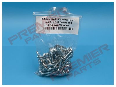4.2 x 25 (No.8x1") Wafer Head No.2 Self Drill Screws SOLD PER 100