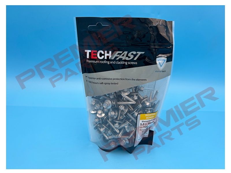 TechFast Hex Head Roofing Screw Self-Drill Light Section 5.5x38mm Pack 100
