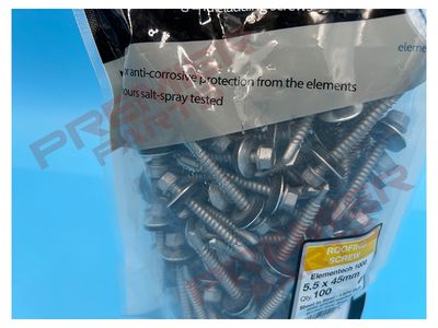 TechFast Hex Head Roofing Screw Self-Drill Light Section 5.5 x 45mm Pack 100
