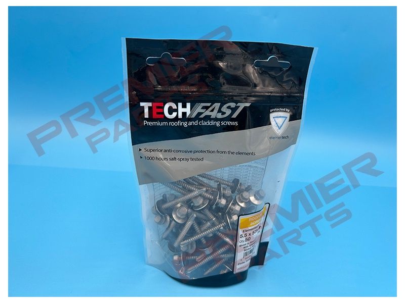 TechFast Hex Head Roofing Screw Self-Drill Light Section 5.5 x 57mm Pack 50