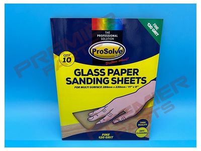 ProSolve Glass Paper Sanding Sheet 9x11" 120 Grit (Pack of 10)