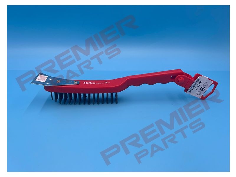 Wire Brush, Wooden 4 Row with Scraper