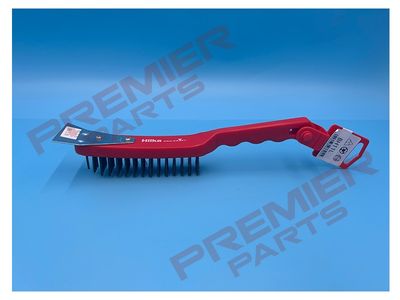 Wire Brush, Wooden 4 Row with Scraper