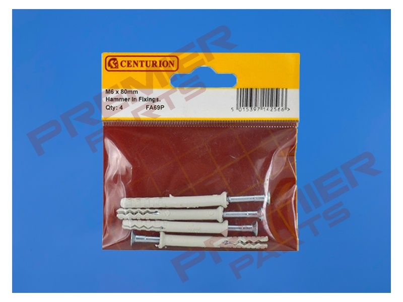 M6 x 80mm Hammer In Frame Fixings  (Pack of 4)